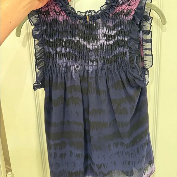 Misa Los Angeles Darcy Top Purple Ombré Ruffle Sleeveless Blouse - Picture 7 of 8